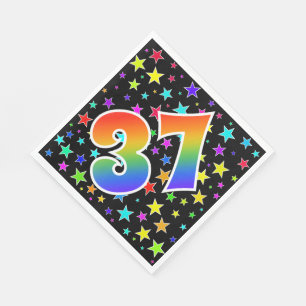 Kleurrijke sterren + regenboogpatroon "37" Event # Servet