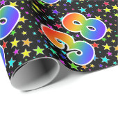 Kleurrijke sterren + regenboogpatroon "38" Event # Cadeaupapier (Rol Hoek)