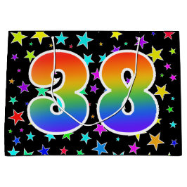 Kleurrijke sterren + regenboogpatroon "38" Event # Groot Cadeauzakje