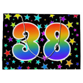 Kleurrijke sterren + regenboogpatroon "38" Event # Groot Cadeauzakje (Achterkant)