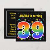 Kleurrijke sterren + regenboogpatroon "39" Birthda Kaart (Voorkant / Achterkant)
