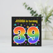 Kleurrijke sterren + regenboogpatroon "39" Birthda Kaart (Staand voorkant)