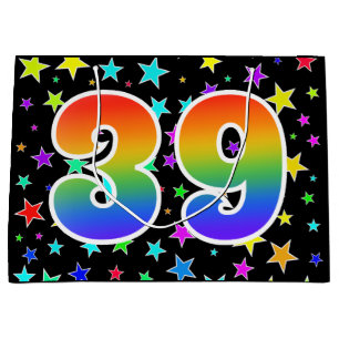 Kleurrijke sterren + regenboogpatroon "39" Event # Groot Cadeauzakje