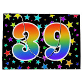 Kleurrijke sterren + regenboogpatroon "39" Event # Groot Cadeauzakje (Achterkant)