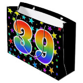 Kleurrijke sterren + regenboogpatroon "39" Event # Groot Cadeauzakje (Achterkant Gekanteld)