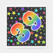 Kleurrijke sterren + regenboogpatroon "39" Event # Servet (Voorkant)