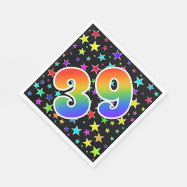 Kleurrijke sterren + regenboogpatroon "39" Event # Servet