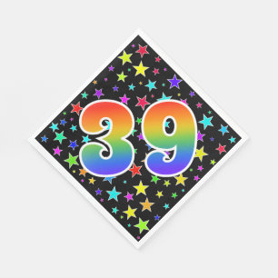Kleurrijke sterren + regenboogpatroon "39" Event # Servet