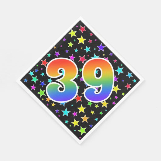 Kleurrijke sterren + regenboogpatroon "39" Event # Servet (Hoek)