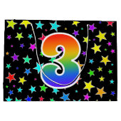 Kleurrijke sterren + regenboogpatroon "3" Event # Groot Cadeauzakje (Achterkant)