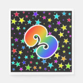Kleurrijke sterren + regenboogpatroon "3" Event # Servet (Voorkant)