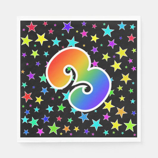 Kleurrijke sterren + regenboogpatroon "3" Event # Servet (Voorkant)