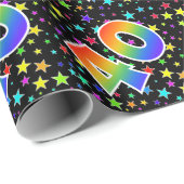 Kleurrijke sterren + regenboogpatroon "40" Event # Cadeaupapier (Rol Hoek)