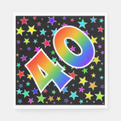 Kleurrijke sterren + regenboogpatroon "40" Event # Servet (Voorkant)