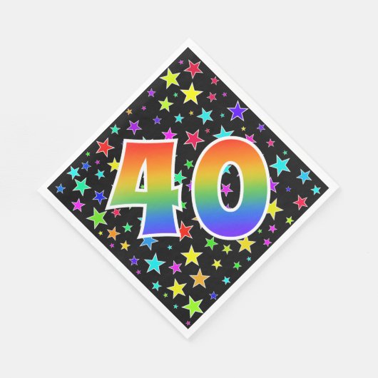 Kleurrijke sterren + regenboogpatroon "40" Event # Servet (Hoek)