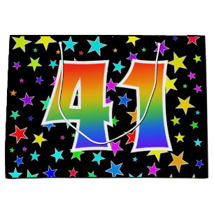 Kleurrijke sterren + regenboogpatroon "41" Event # Groot Cadeauzakje