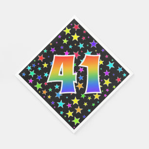 Kleurrijke sterren + regenboogpatroon "41" Event # Servet