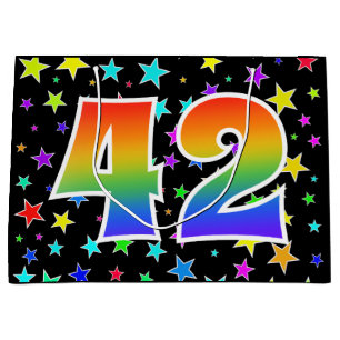 Kleurrijke sterren + regenboogpatroon "42" Event # Groot Cadeauzakje