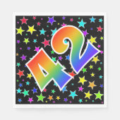 Kleurrijke sterren + regenboogpatroon "42" Event # Servet (Voorkant)