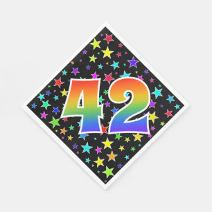 Kleurrijke sterren + regenboogpatroon "42" Event # Servet