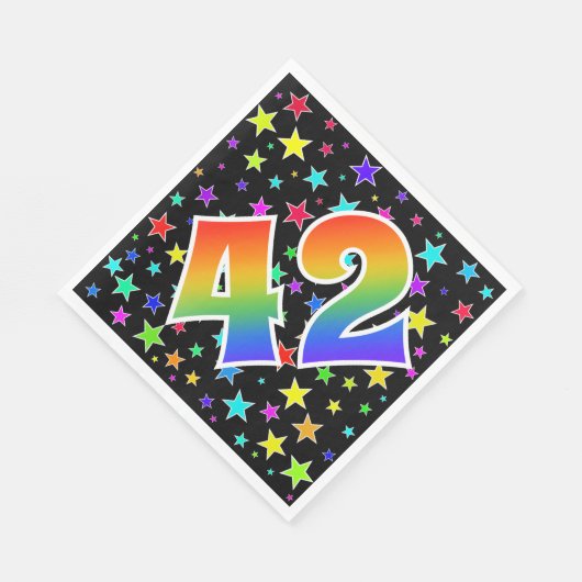 Kleurrijke sterren + regenboogpatroon "42" Event # Servet (Hoek)