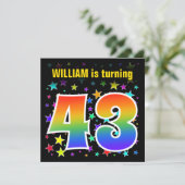 Kleurrijke sterren + regenboogpatroon "43" Birthda Kaart (Staand voorkant)