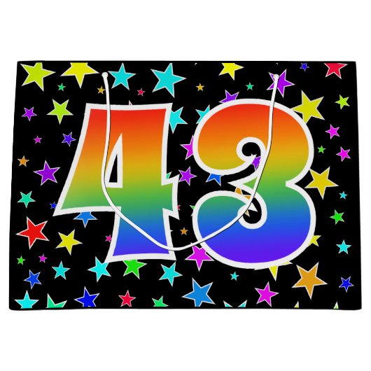 Kleurrijke sterren + regenboogpatroon "43" Event # Groot Cadeauzakje (Voorkant)
