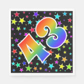 Kleurrijke sterren + regenboogpatroon "43" Event # Servet (Voorkant)