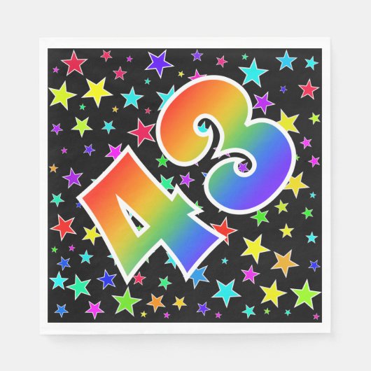 Kleurrijke sterren + regenboogpatroon "43" Event # Servet (Voorkant)