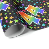 Kleurrijke sterren + regenboogpatroon "44" Event # Cadeaupapier (Rol Hoek)