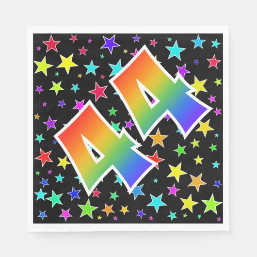 Kleurrijke sterren + regenboogpatroon "44" Event # Servet (Voorkant)