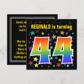 Kleurrijke sterren + regenboogpatroon "44" Verjaar Kaart (Voorkant / Achterkant)