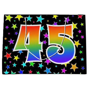 Kleurrijke sterren + regenboogpatroon "45" Event # Groot Cadeauzakje