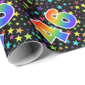 Kleurrijke sterren + regenboogpatroon "46" Event # Cadeaupapier (Rol Hoek)