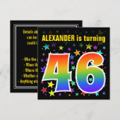 Kleurrijke sterren + regenboogpatroon "46" Verjaar Kaart (Voorkant / Achterkant)