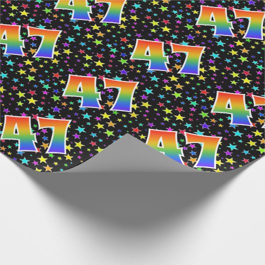 Kleurrijke sterren + regenboogpatroon "47" Event # Cadeaupapier (Hoek)