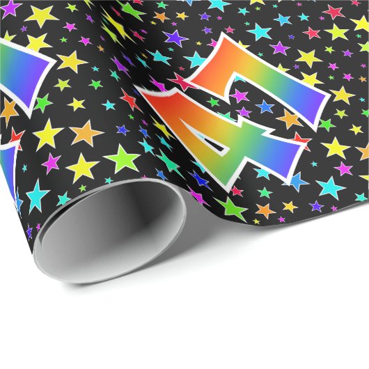 Kleurrijke sterren + regenboogpatroon "47" Event # Cadeaupapier (Rol Hoek)