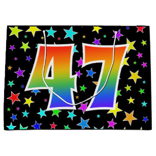 Kleurrijke sterren + regenboogpatroon "47" Event # Groot Cadeauzakje