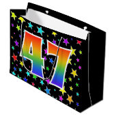 Kleurrijke sterren + regenboogpatroon "47" Event # Groot Cadeauzakje (Voorkant Gekanteld)