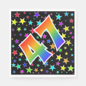 Kleurrijke sterren + regenboogpatroon "47" Event # Servet (Voorkant)