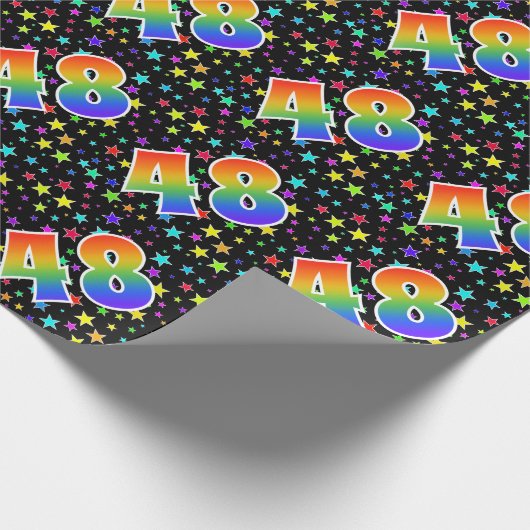 Kleurrijke sterren + regenboogpatroon "48" Event # Cadeaupapier (Hoek)