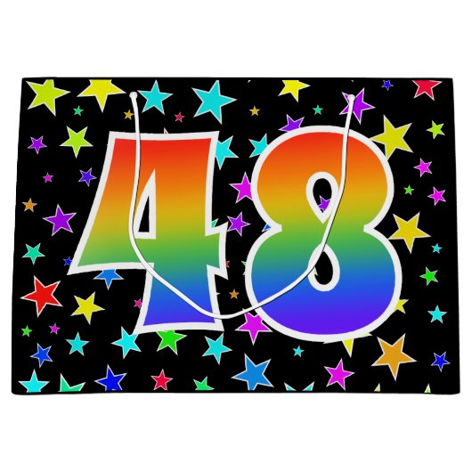 Kleurrijke sterren + regenboogpatroon "48" Event # Groot Cadeauzakje (Voorkant)