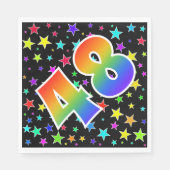 Kleurrijke sterren + regenboogpatroon "48" Event # Servet (Voorkant)