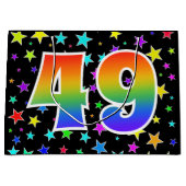 Kleurrijke sterren + regenboogpatroon "49" Event # Groot Cadeauzakje (Voorkant)