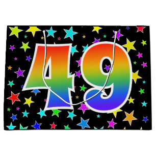Kleurrijke sterren + regenboogpatroon "49" Event # Groot Cadeauzakje