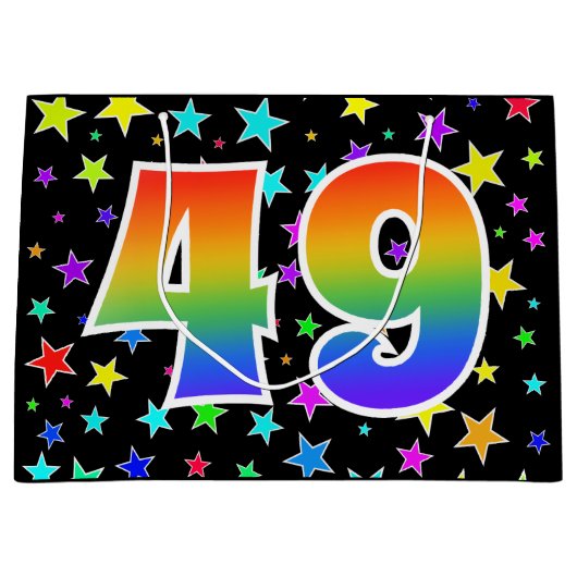 Kleurrijke sterren + regenboogpatroon "49" Event # Groot Cadeauzakje (Voorkant)
