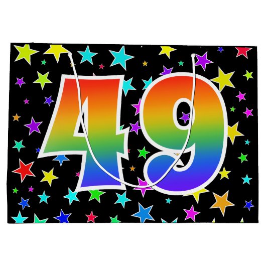 Kleurrijke sterren + regenboogpatroon "49" Event # Groot Cadeauzakje (Achterkant)