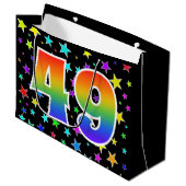 Kleurrijke sterren + regenboogpatroon "49" Event # Groot Cadeauzakje (Voorkant Gekanteld)