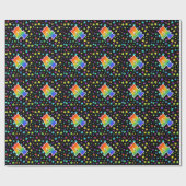 Kleurrijke sterren + regenboogpatroon "4" Event # Cadeaupapier (Vlak)