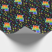 Kleurrijke sterren + regenboogpatroon "4" Event # Cadeaupapier (Hoek)